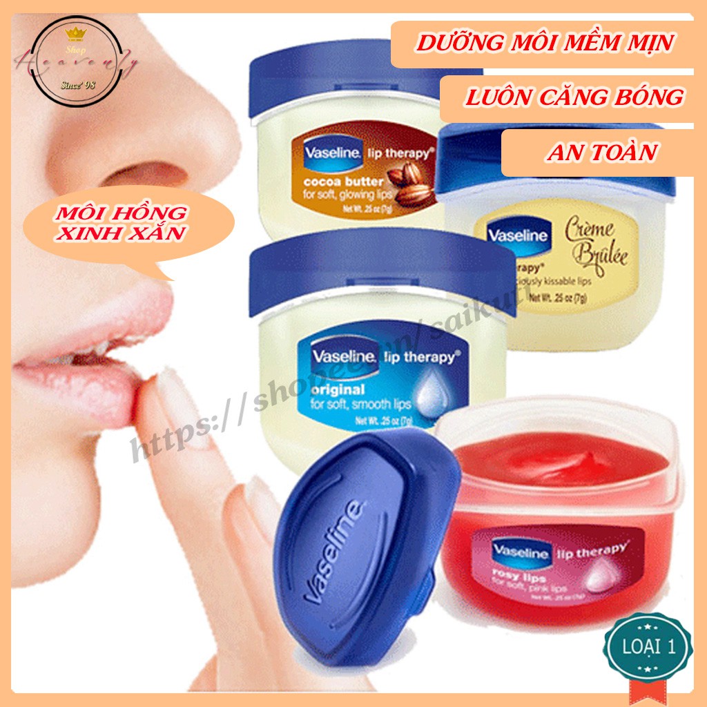 Sáp dưỡng nẻ môi, lót nền Vaseline Lip Therapy hộp 7g, sáp dưỡng môi Vaseline loại nhỏ Saikuti( MP0004)