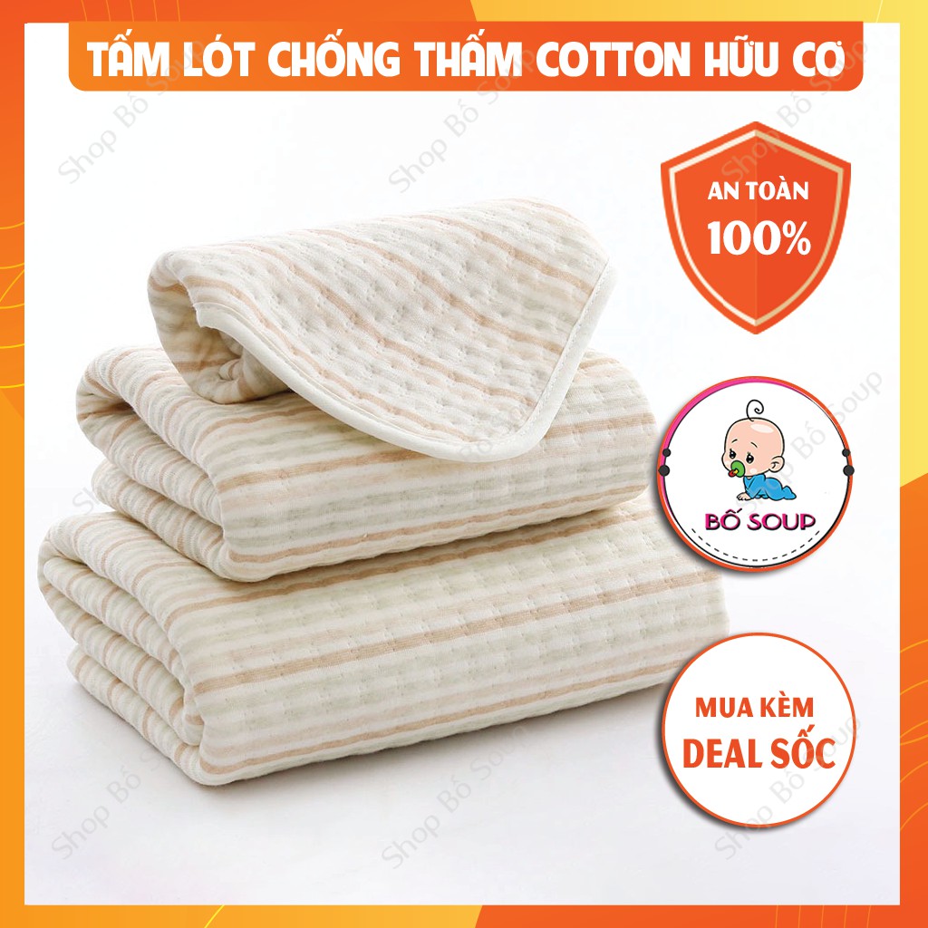 Tấm lót chống thấm cho bé chất liệu Cotton hữu cơ tự nhiên 4 lớp Shop Bố Soup