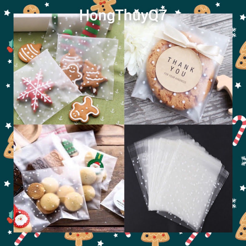Túi chấm bi đựng bánh kẹo, quà tặng 7x7+3, 10x10+3cm, 14x14+3cm /1.14/- HongThuyQ7