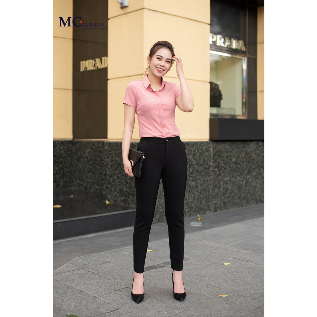 Áo sơ mi ngắn tay MC Fashion chất vải silk lụa A681