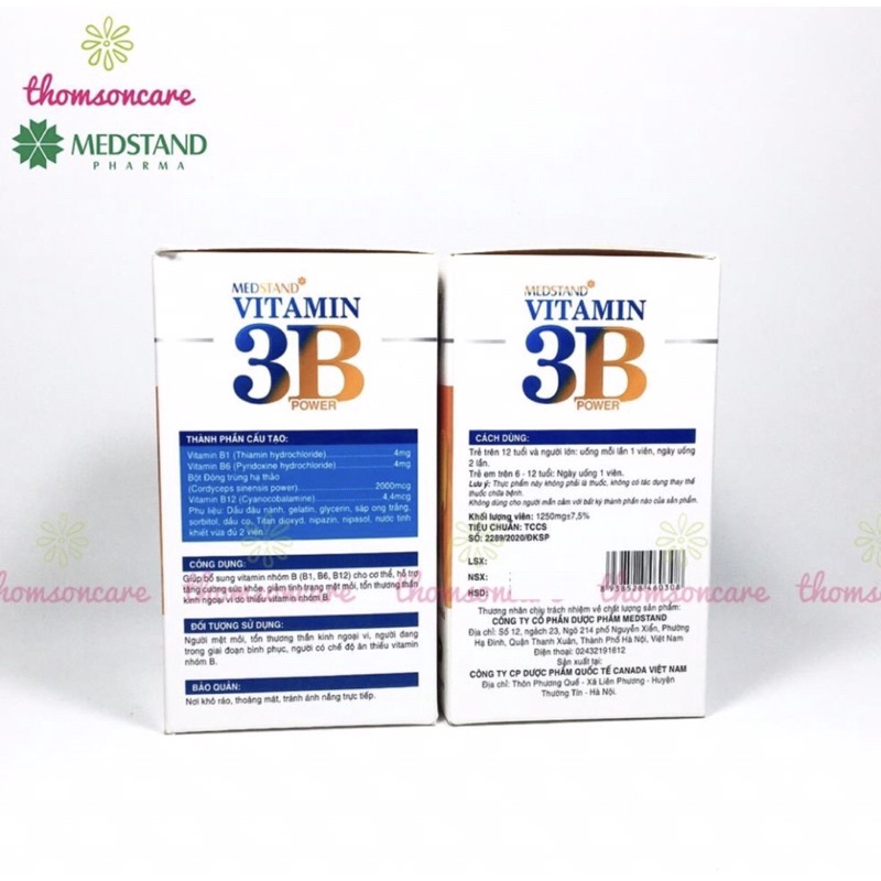 Vitamin 3b medstand_Bổ sung vitamin B1,B6,B12 có thêm đông trùng hạ thảo giúp cơ thể khỏe mạnh,giảm mệt mỏi