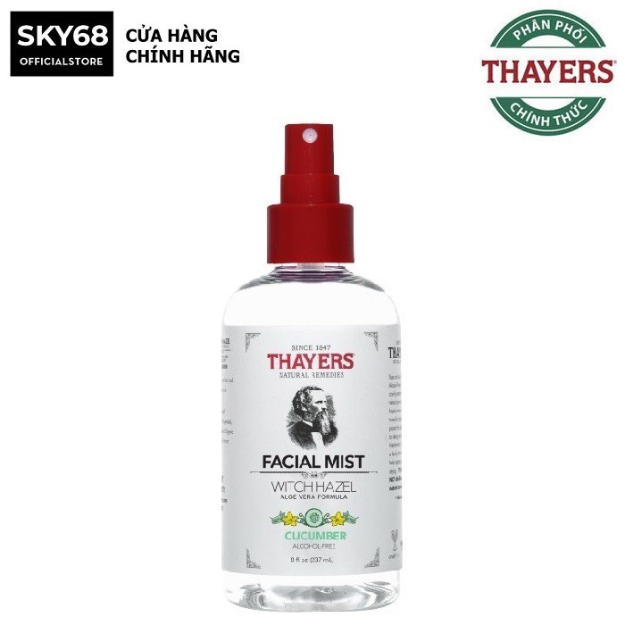 Nước Hoa Hồng Làm Sạch, Se Khít Lỗ Chân Lông Dạng Xịt không cồn Thayers Toner Facial Mist Cucumber 237ml