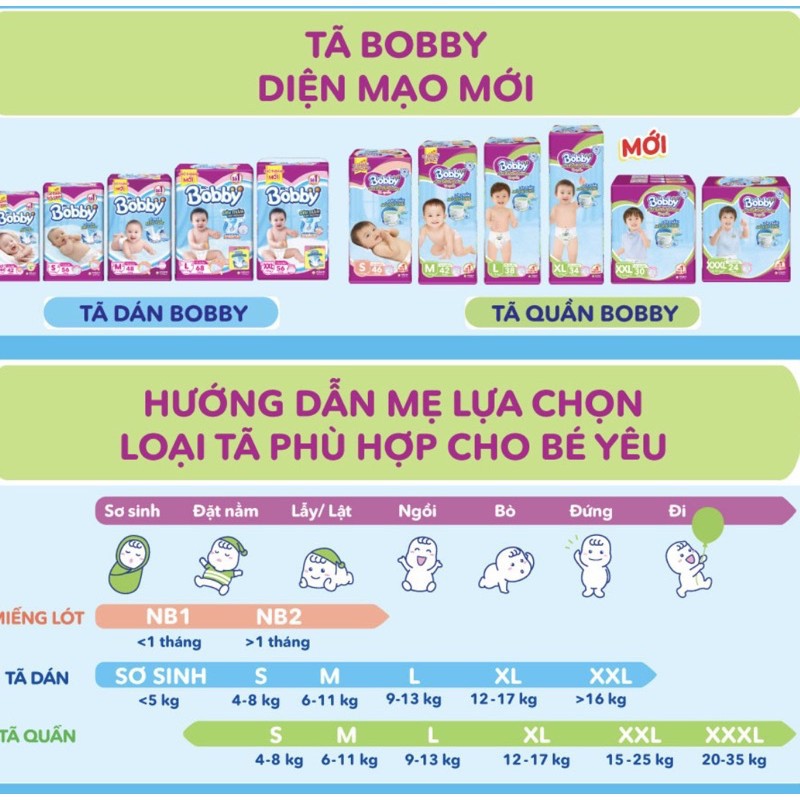 Tã/bỉm quần Bobby đệm lưng thấm mồ hôi Mega Jumbo  đủ size M124/L108/XL96/XXL88