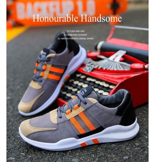 Giày Thể Thao Nam Cực Chất DAS Xám Sọc Cam