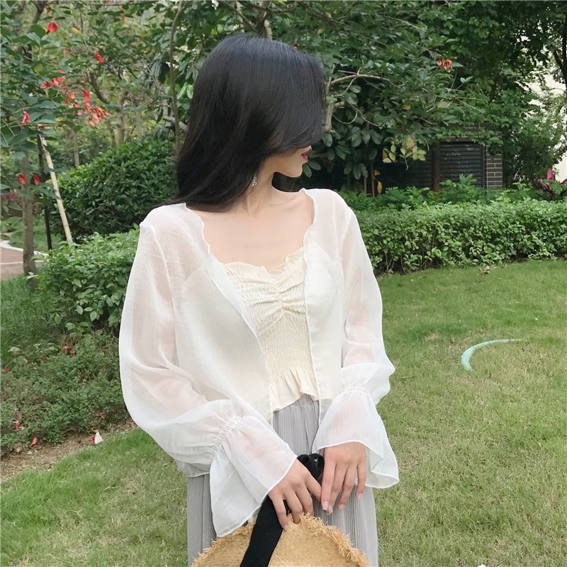 Áo Khoác Cardigan Tay Dài Chất Chiffon Thời Trang Cho Nữ