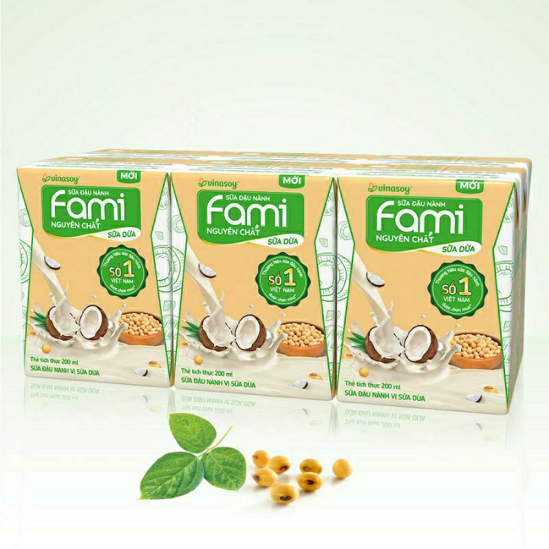 Thùng 36 hộp sữa fami nguyên chất vị sữa dừa hộp 200ml