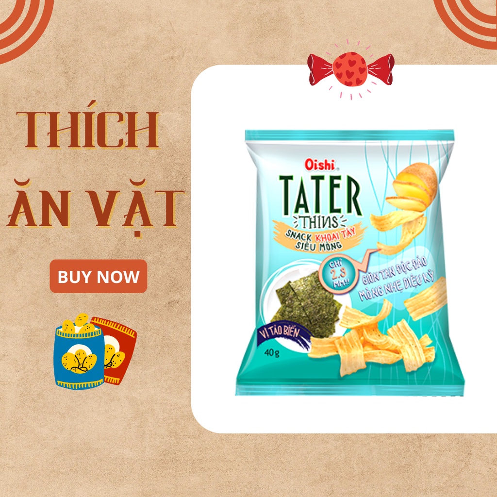 Bánh snack vị tảo biển Tater Thins Oishi 35gram