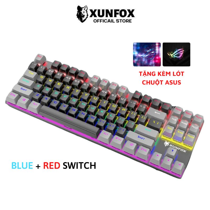 Bàn Phím Cơ Hyun Silver Fox K80 Bản Nâng Cấp, Bàn Phím Máy Tính Có Dây 87 Phím Nhỏ Gọn 9 Chế Độ Led Dành Cho Máy Tính