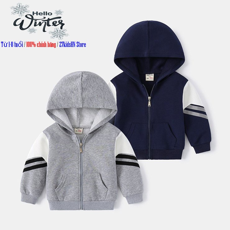 Áo Hoodie Bé trai và bé gái 2022 Áo nỉ Wapypy có mũ dài tay siêu ấm Bé Trai/Bé Gái 10-35kg QATE2