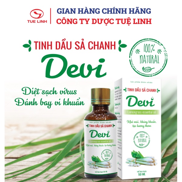 Tinh dầu sả chanh Devi Tuệ Linh [Chính hãng] - Khử mùi, khử khuẩn, tạo hương thơm, xua đuổi con trùng