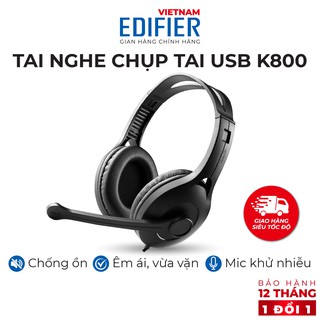 Tai nghe chụp tai có mic EDIFIER USB K800 Chống ồn Chân cắm USB - Hàng phân phối chính hãng Bảo hành 12 tháng 1 đổi 1