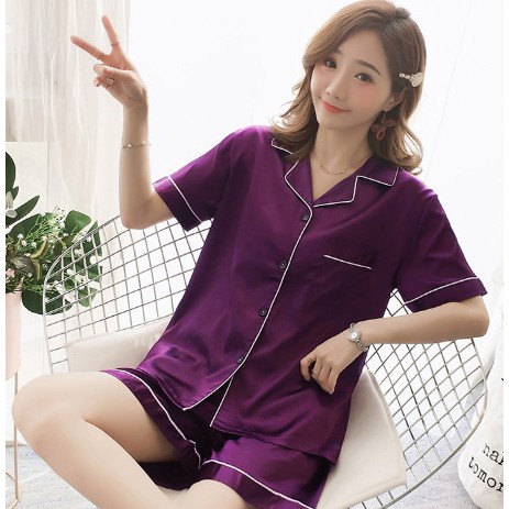 Bộ đồ ngủ pijama lụa ngắn tay