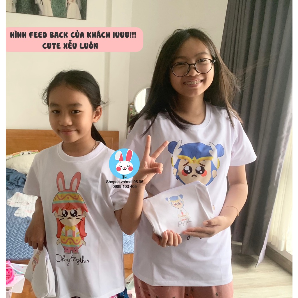 Áo thun Play Together giá rẻ - Mẫu TRUZ, Bong bóng xà phòng, Trứng phục sinh - Hình in sắc nét cute