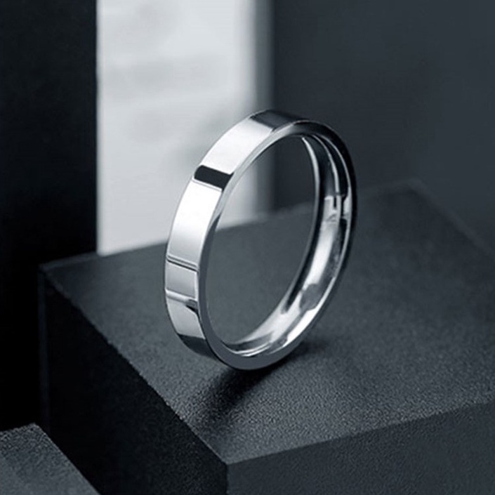 Nhẫn nam nữ tròn thời trang unisex màu bạc basic trơn Merin Accessories chất liệu Titan chống rỉ - Plain ring