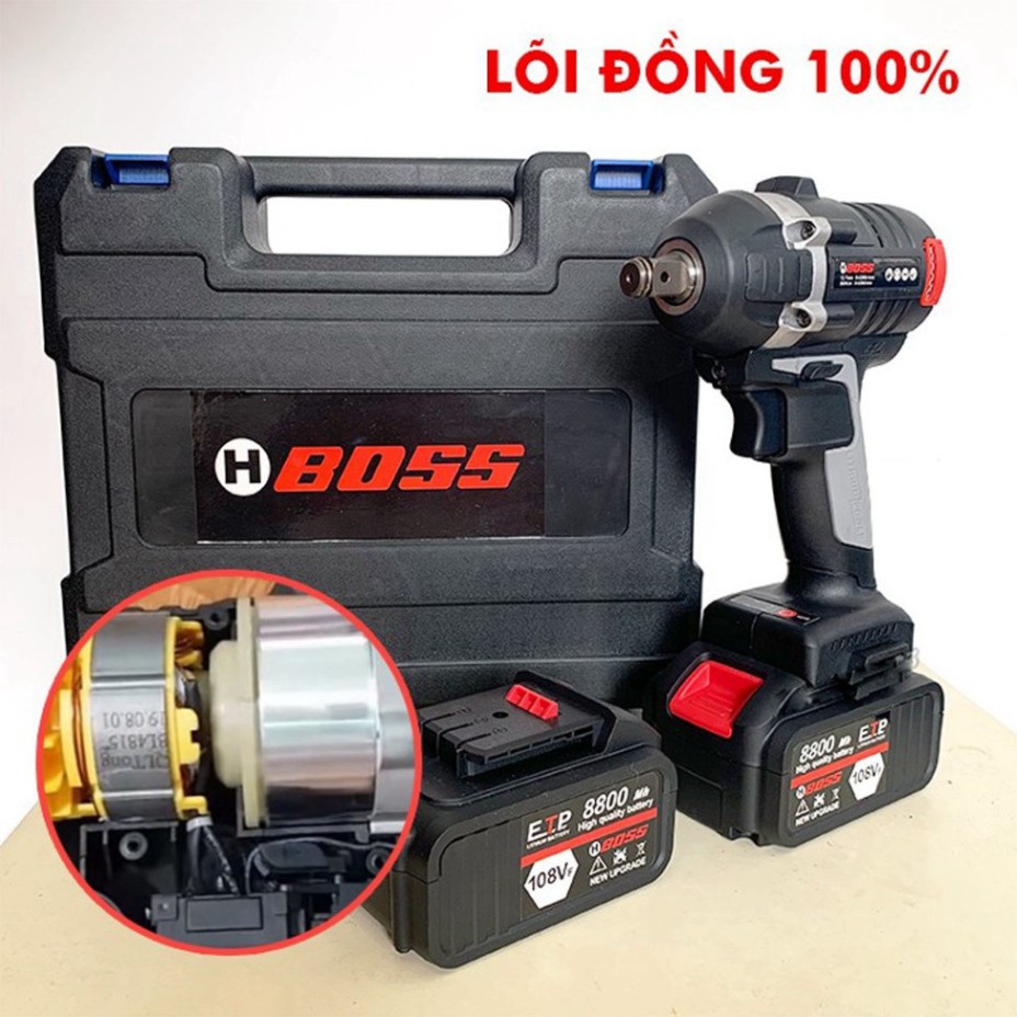 [ĐẢNG CẤP] Máy Siết Bulong Boss 108V 2 Trong 1, Không Chổi Than Pin 10 Cell