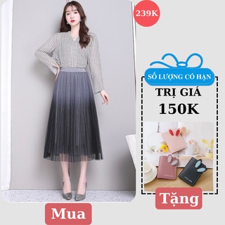 Chân Váy Loang Xếp Ly Dáng dài Màu Xanh Loang Cao Cấp Hàng Loại 1 Siêu Xinh,Chân Váy Dáng Dài Nhiều Màu Đẹp Nhất Năm