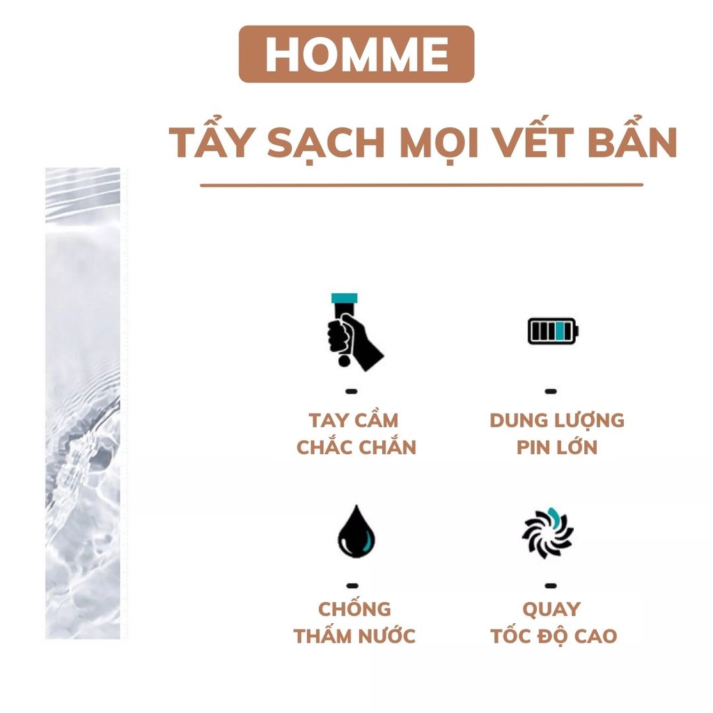 Máy cọ nhà tắm bằng điện HOMME đa năng chà sàn nhà, vệ sinh nhà cửa 4 đầu cọ thay thế