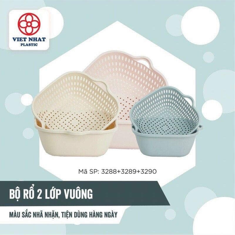 Bộ thau rổ nhựa 6 món - 3 thau 3 rổ nhựa Việt Nhật