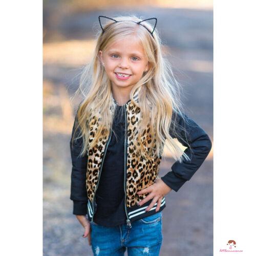 ❤XZQ-Girls Outwear Toddler Baby Girls Leopard Printed Zipper Coat Jacket Casual Outfits