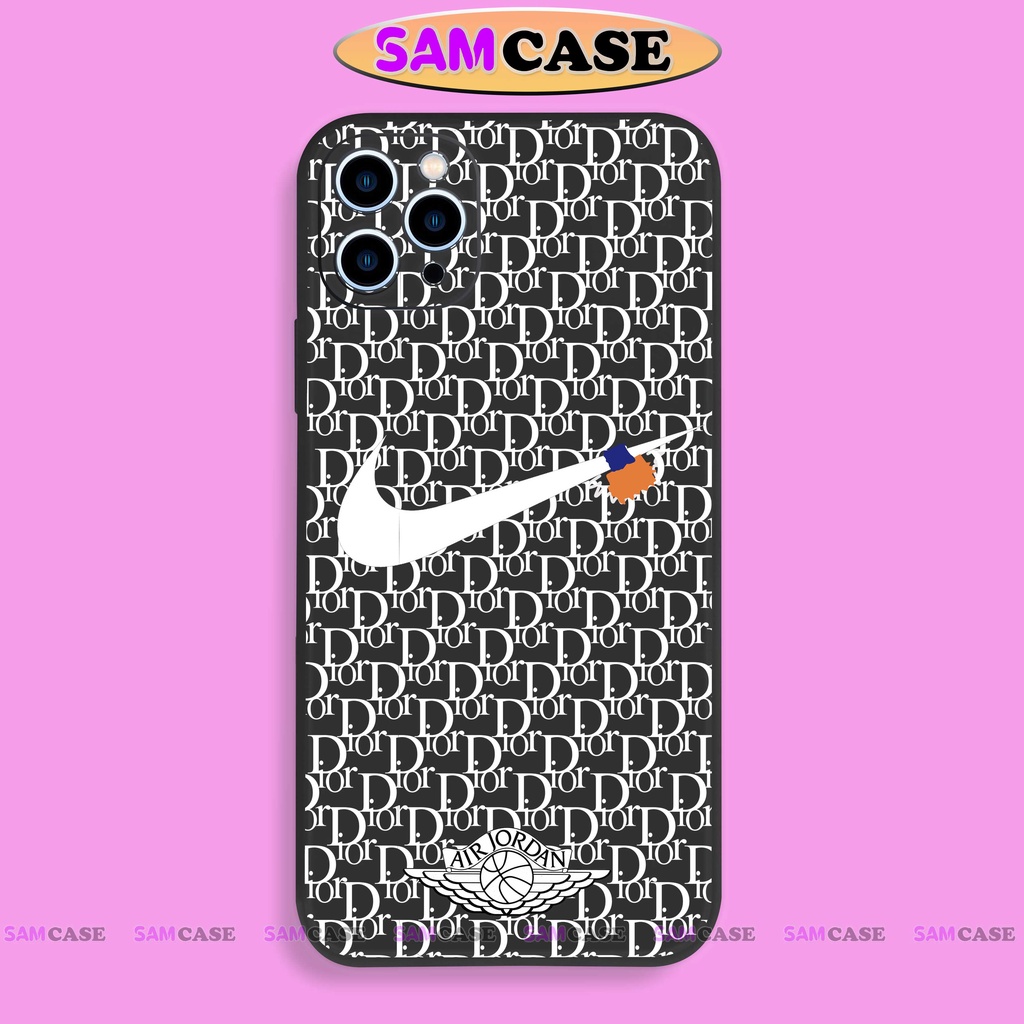 Ốp lưng iPhone Nike Dior cạnh viền vuông silicon mềm dẻo bảo vệ camera cho iphone 6/6s/7/8/X/XS/XR/11/12/13 Pro Plus Max