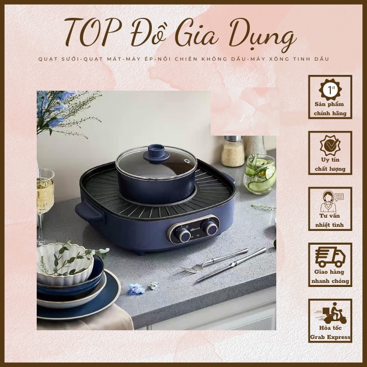 Bếp lẩu nướng đa năng 2in1 tháo rời BEAR DKL-B17C1 công suất 1700W - Bảo hành 12 tháng