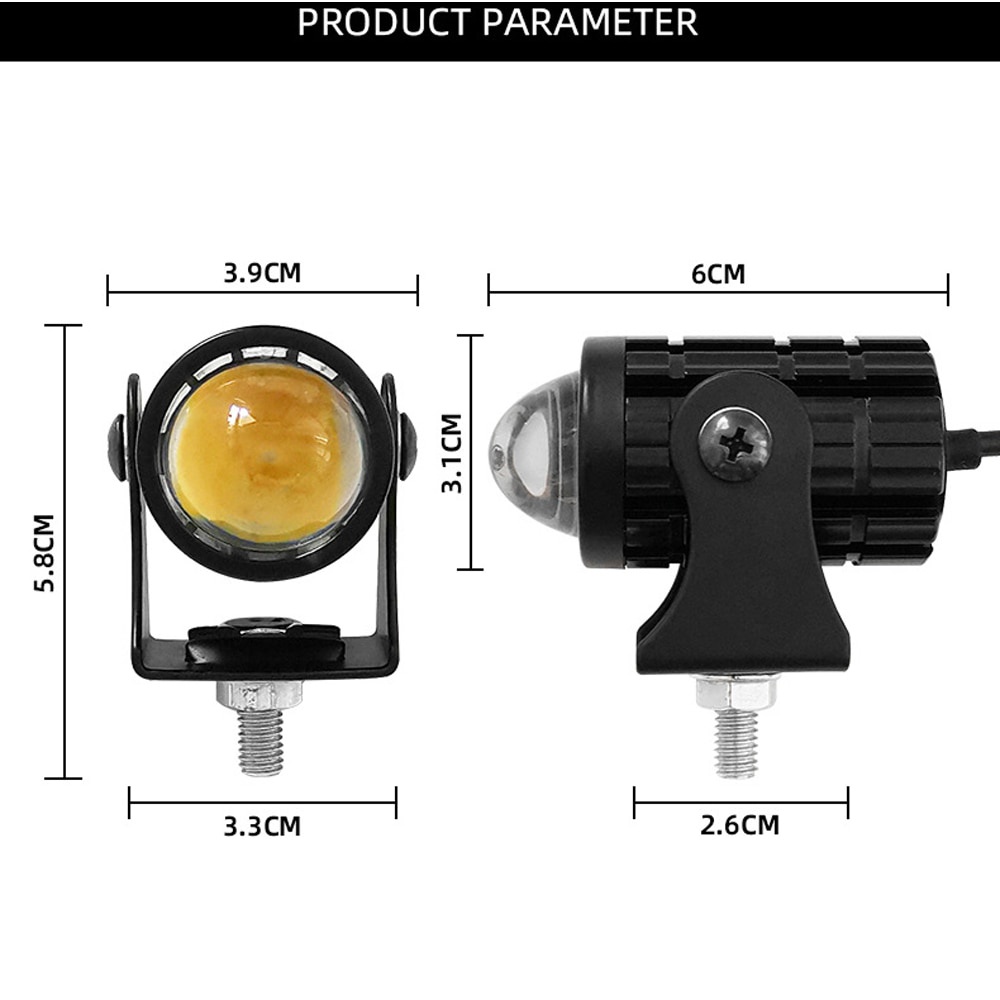 Set 2 Đèn Pha LED mini Hai Màu Sắc Ánh Sáng Trắng Vàng Kèm Công Tắc Thông Dụng Cho Xe Tải SUV ATV