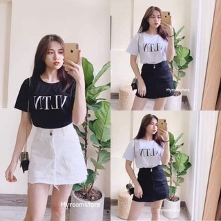 Chân váy chữ A lưng cao