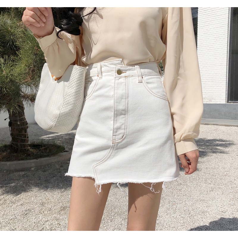 chân váy ulzzang chân váy nữ đẹp chan váy bò jean jeans chữ A kiểu dáng hàn quốc | BigBuy360 - bigbuy360.vn