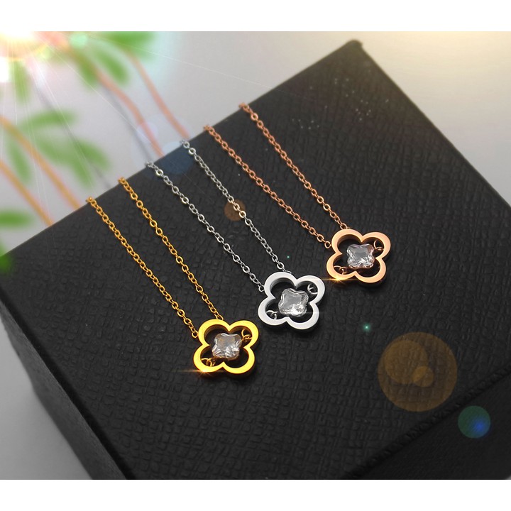 Dây chuyền nữ titan hoa 4 cánh siêu đẹp, bền màu chuẩn thời trang, dễ phối đồ