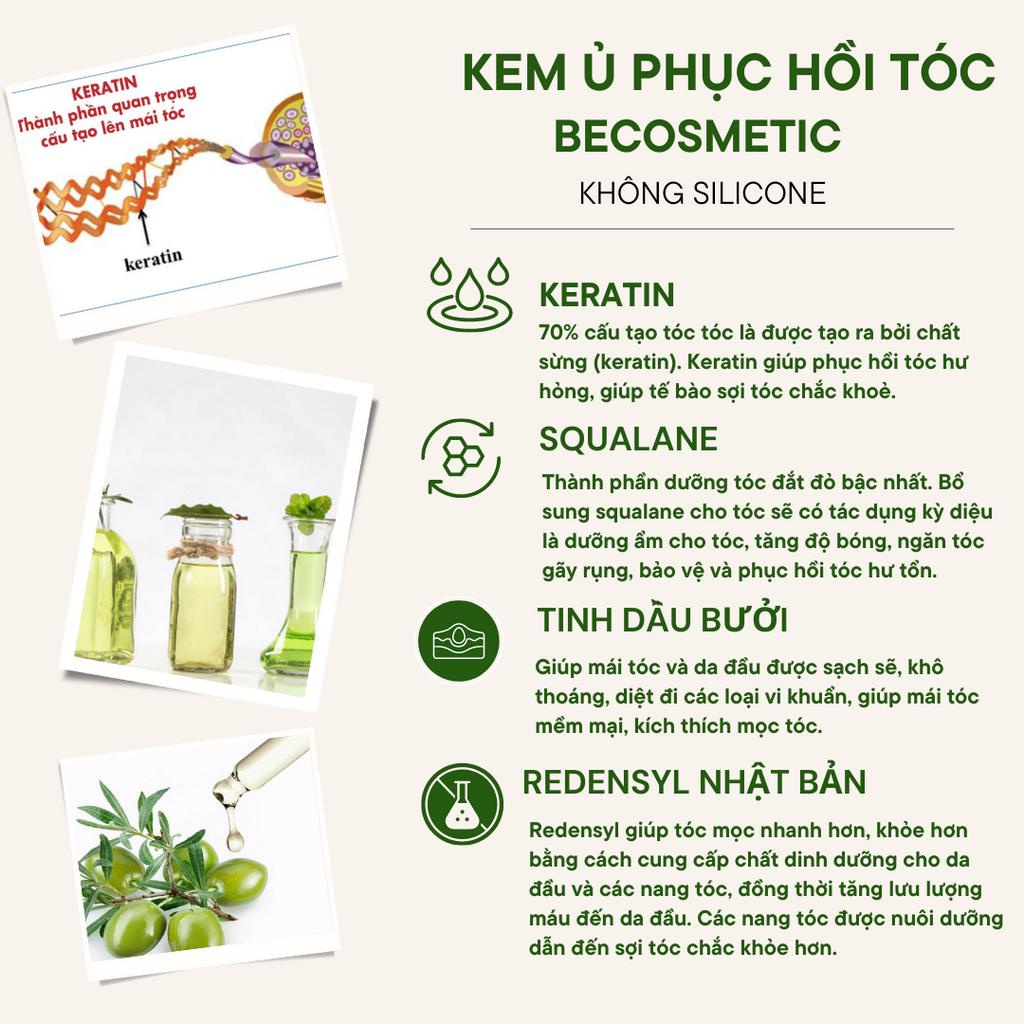 Kem ủ tóc nước hoa Giúp Phục Hồi Tóc Suôn Mượt Hương Thơm Đến 48h Becosmetic 200g