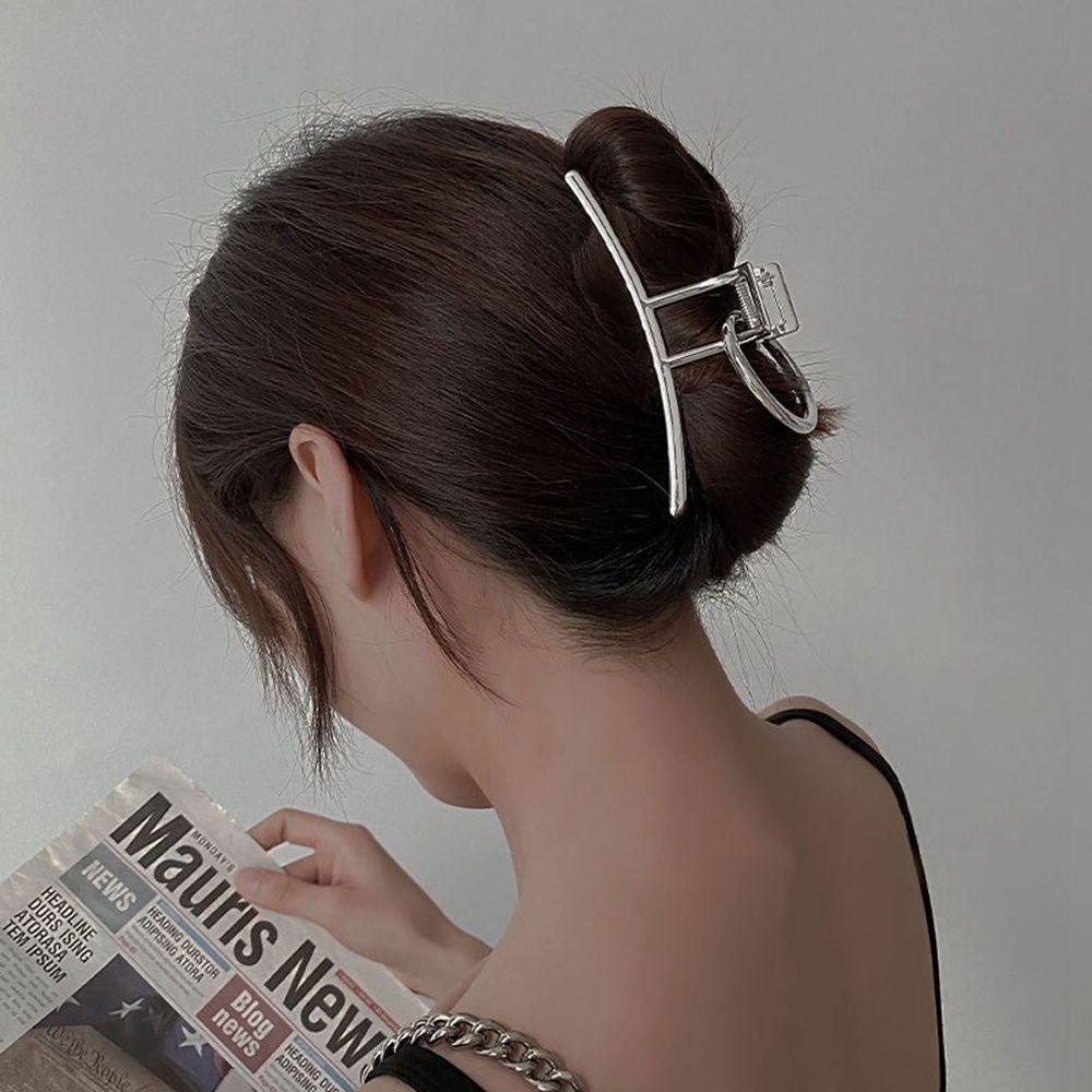 Kẹp Tóc Kim Loại Màu Sắc Tinh Khiết Phong Cách Cổ Điển Cho Nữ