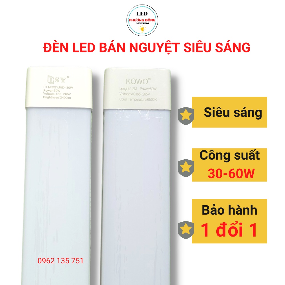Đèn tuyb led bán nguyệt 0,6m, 1m2 - 30w 60w, ánh sáng trắng tiết kiệm điện