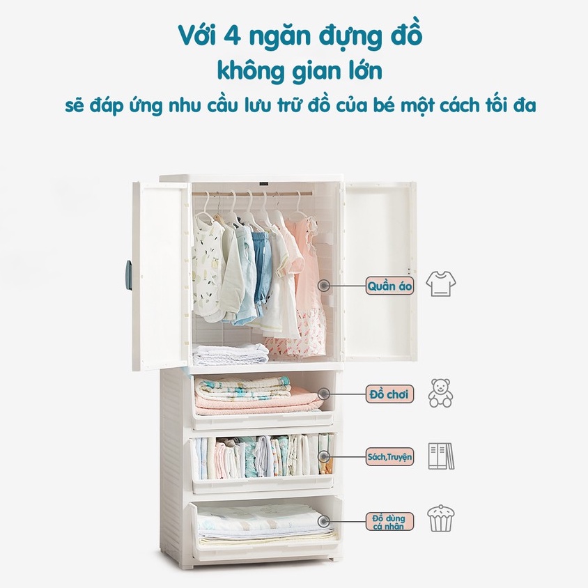 FREE SHIP !!! Tủ nhựa 4 tầng cao cấp cho bé KUB / 9BABY