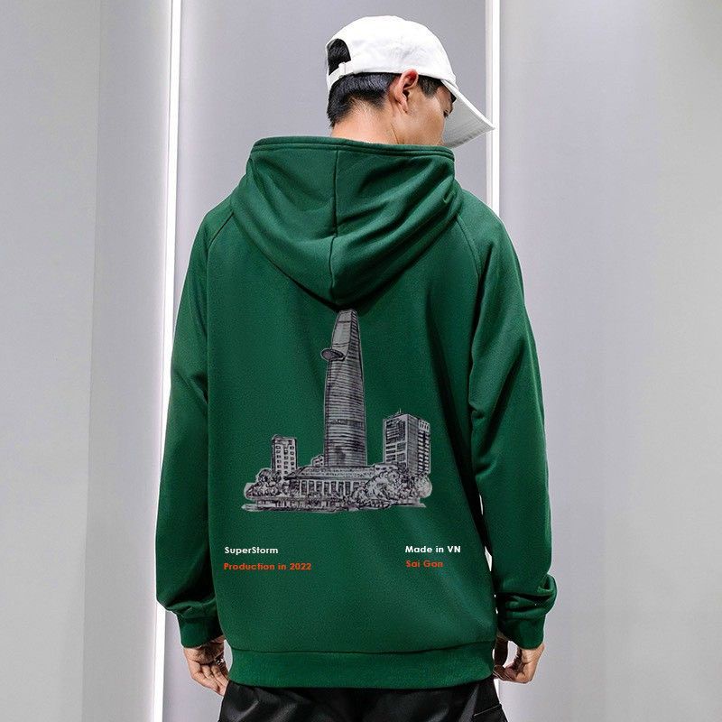 Áo khoác hoodie xanh rêu phù hợp nam nữ HECHOPOR MA MÁ