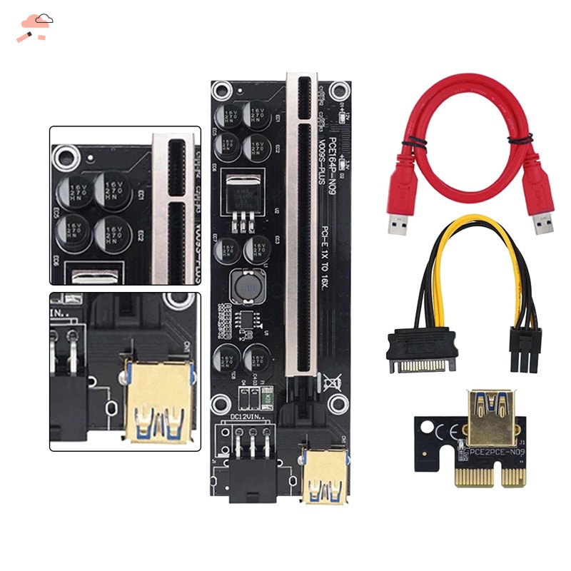 1 Cáp Chuyển Đổi Pci-E Ver009S Plus Pci-E 1x Sang 16x 6pin Usb3.0 Cho Btc Mini | BigBuy360 - bigbuy360.vn