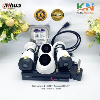 Bộ camera dahua 2.0 đầu ghi 1a08, 2 mắt t1a21p, 2 mắt b1a21p hàng chính hãng