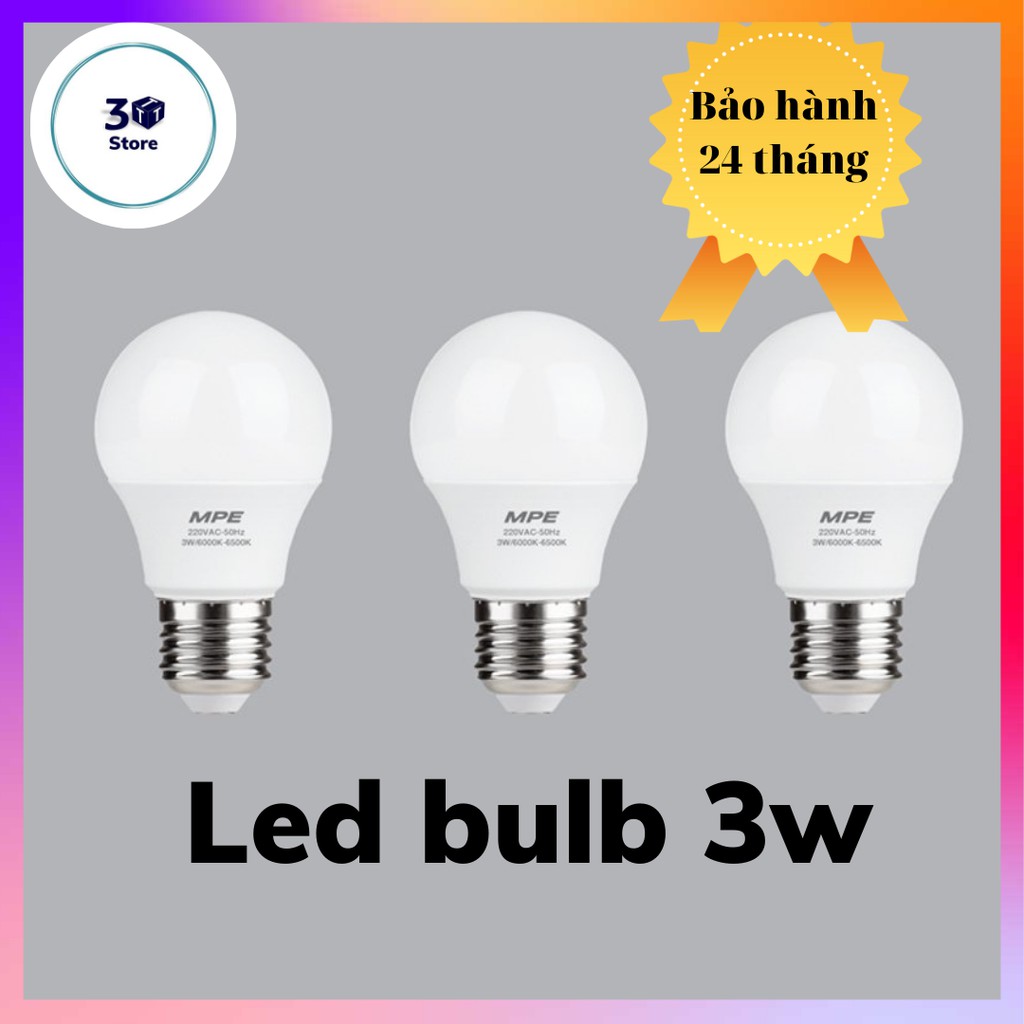 Đèn led bulb 3w MPE bảo hành 2 năm