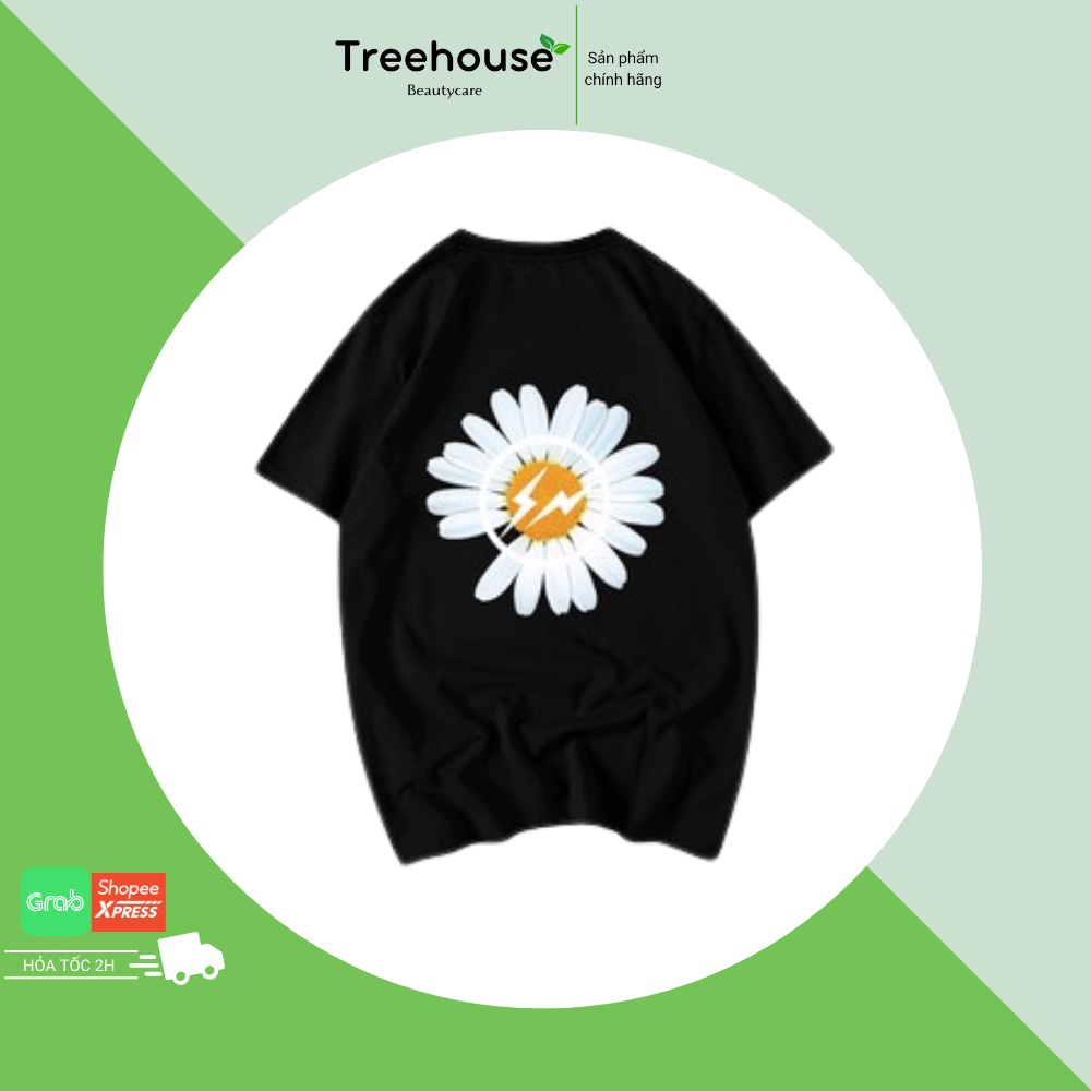 Áo Thun Phông Đen Hoa Cúc Form Vừa Người