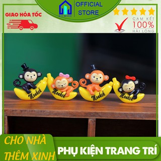Tượng mini trang trí tiểu cảnh hồ cá hay terrarium hình khỉ ôm chuối xinh xắn, có 2 mẫu