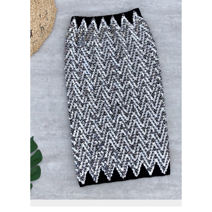 Chân váy đính kim sa zizac mặc 2 kiểu VAY46 chất liệu co giãn free size