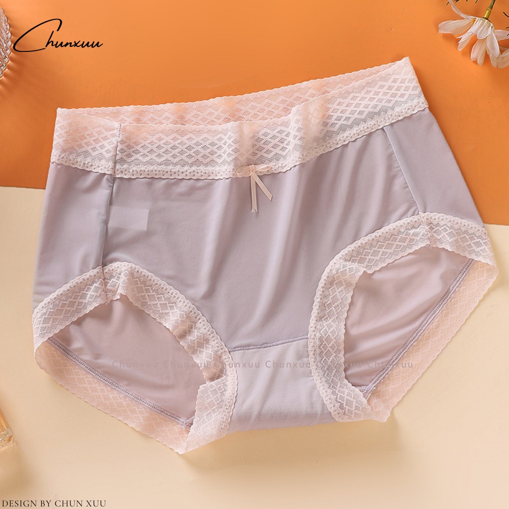 Quần lót nữ su lạnh cao cấp, màu sắc trung tính nhẹ nhàng phối viền ren thắt nơ ngọt ngào - ChunXuu QC118