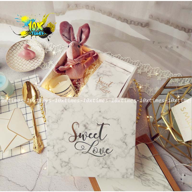 Set hộp túi giấy đựng quà sang trọng sweet love vân  tặng sinh nhật bạn gái bạn trai đối tác, valentine, ngày lễ có quai