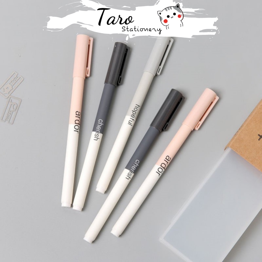 Bút Mực Gel Màu Đen 0.5Mm A13 Ardor mực đều nét chữ Taro Stationery
