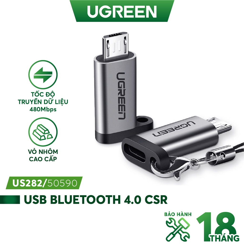 Đầu chuyển UGREEN US282 50590 cổng Type C cái sang cổng Micro USB đực, dài 2.5cm nhỏ gọn, vỏ nhôm