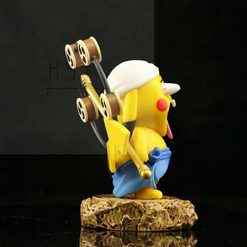 Pikachu Cosplay Enel Model Toy Pokémon One Piece Anime Figure with Funny Face Collectibles for Japanese Anime Fans