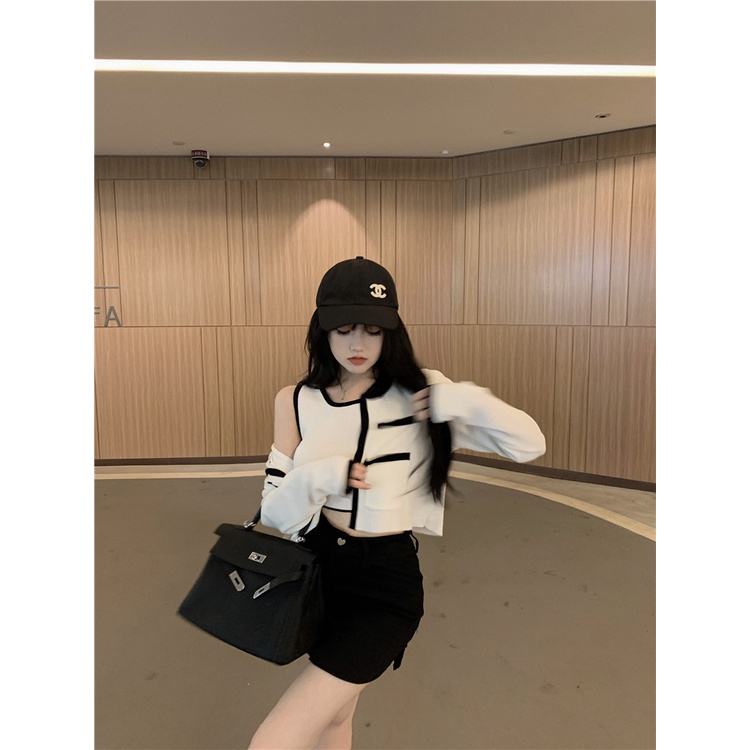HÀNG SẴN_Set Áo Cardigan Len Dệt Kim Ôm Croptop