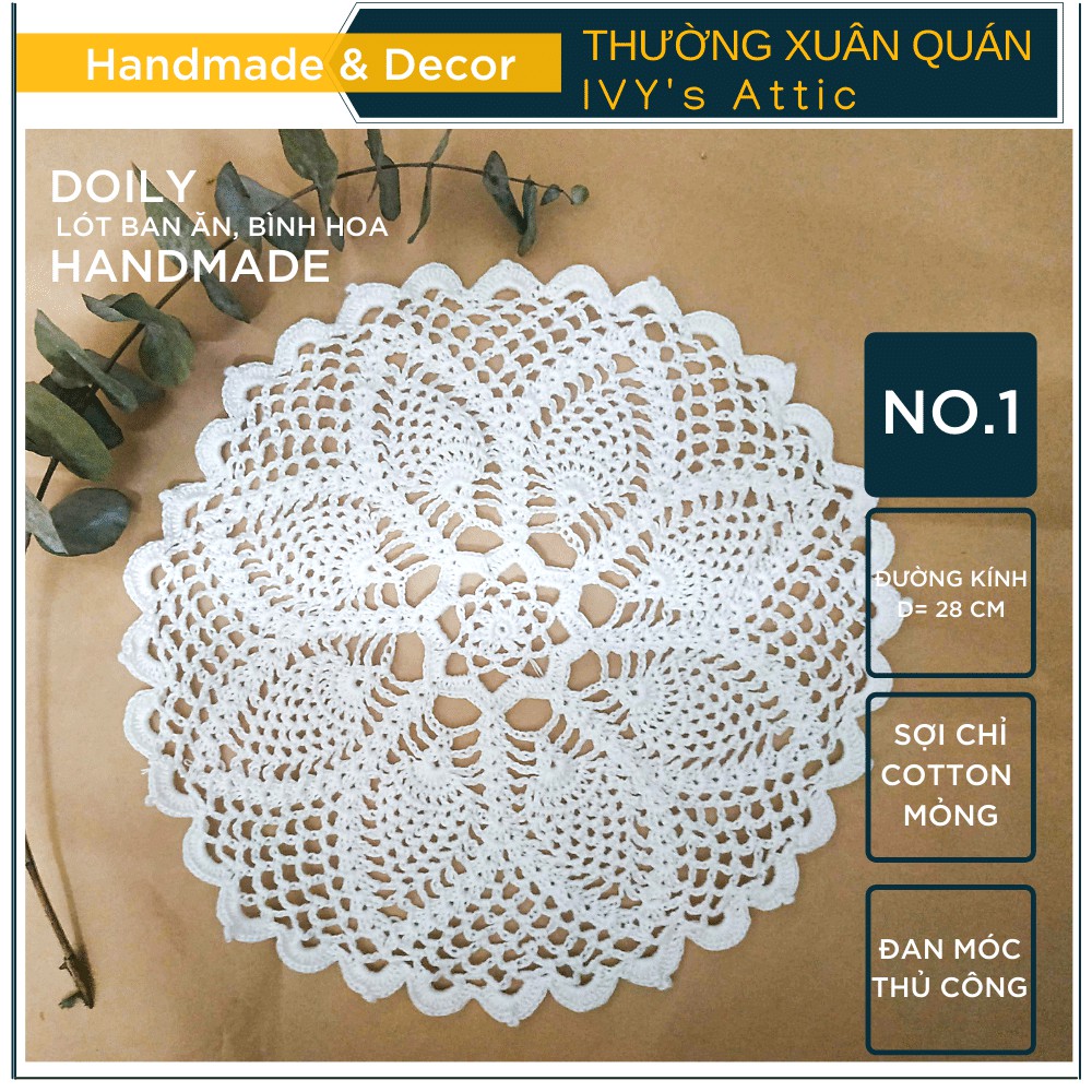 Lót bàn ăn, bình hoa handmade sợi cotton mềm mỏng đan tay thủ công