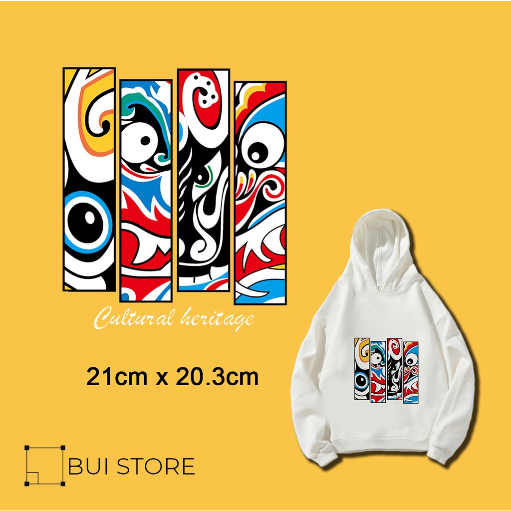 Miếng ủi truyền nhiệt offset dán quần áo hình CULTURAL HERITAGE