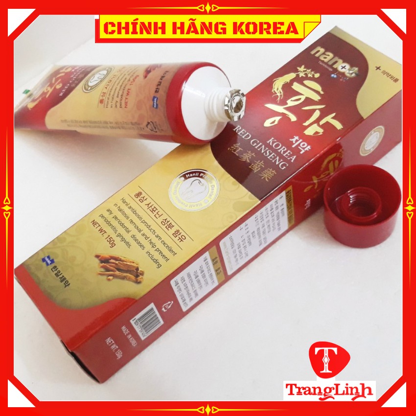 Kem đánh răng hồng sâm Nano hàn quốc, tuýp 150gr - Giúp trắng răng, thơm miệng - tranglinhkorea