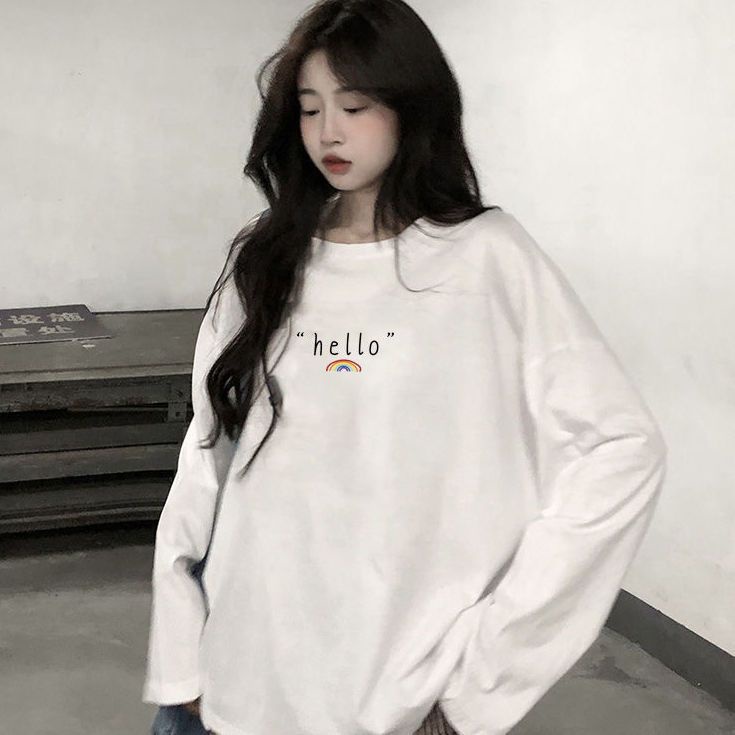 Áo Thun Cotton Tay Dài Dáng Rộng Plus Size Thời Trang Mới 200Kg Cho Nữ 2022